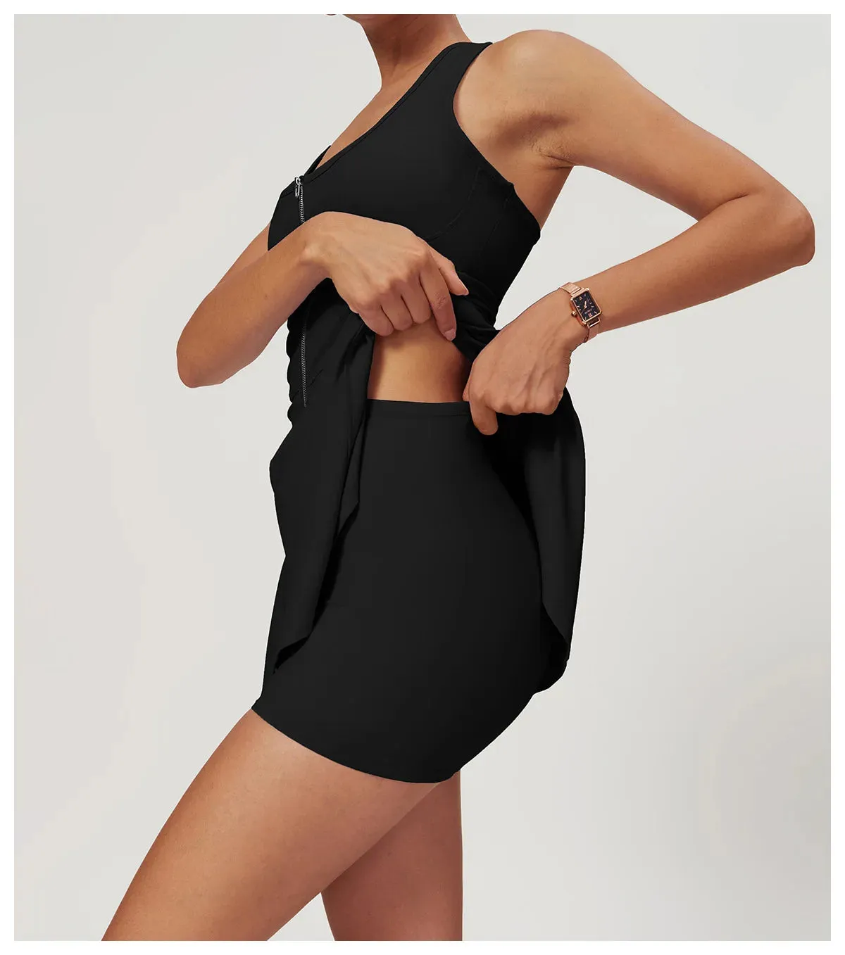 Activewear Zipper Dress with Shorts