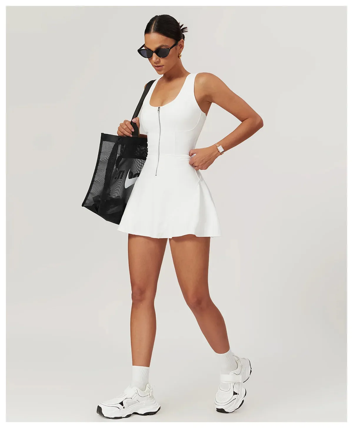 Activewear Zipper Dress with Shorts