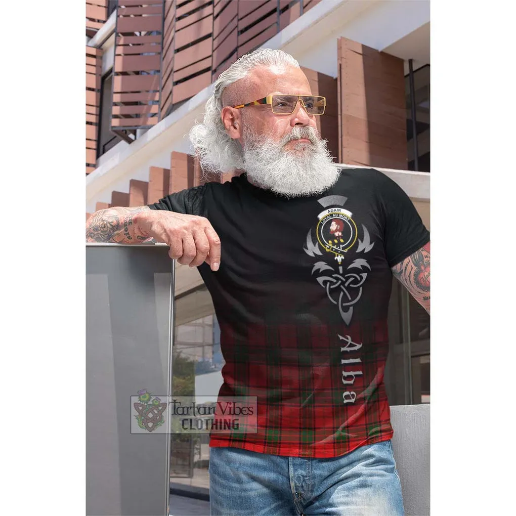 Adair Tartan Cotton T-shirt Featuring Alba Gu Brath Family Crest Celtic Inspired