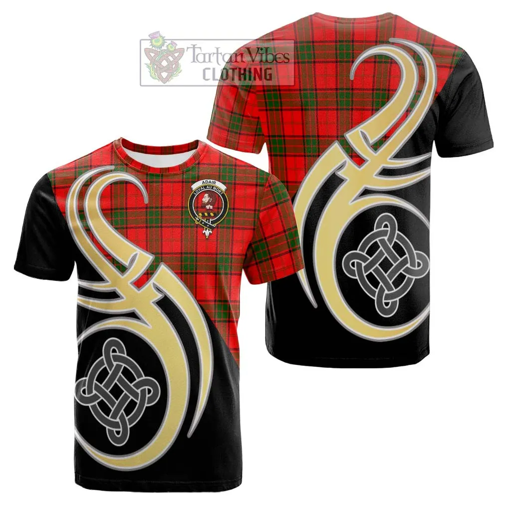 Adair Tartan Cotton T-shirt with Family Crest and Celtic Symbol Style