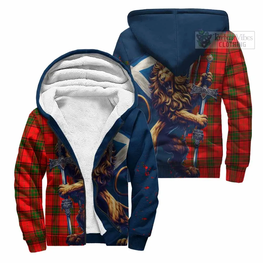 Adair Tartan Family Crest Sherpa Hoodie with Scottish Majestic Lion