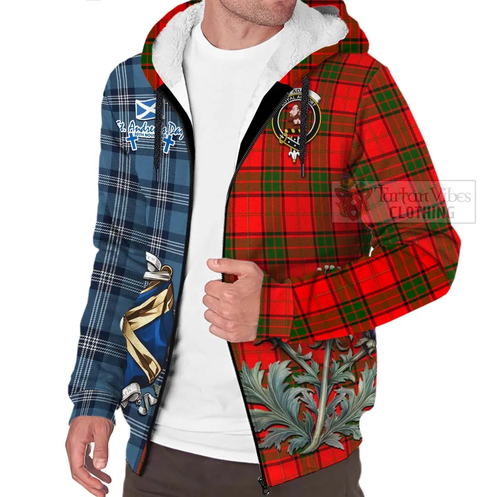 Adair Tartan Sherpa Hoodie Happy St. Andrew's Day Half Tartan Style