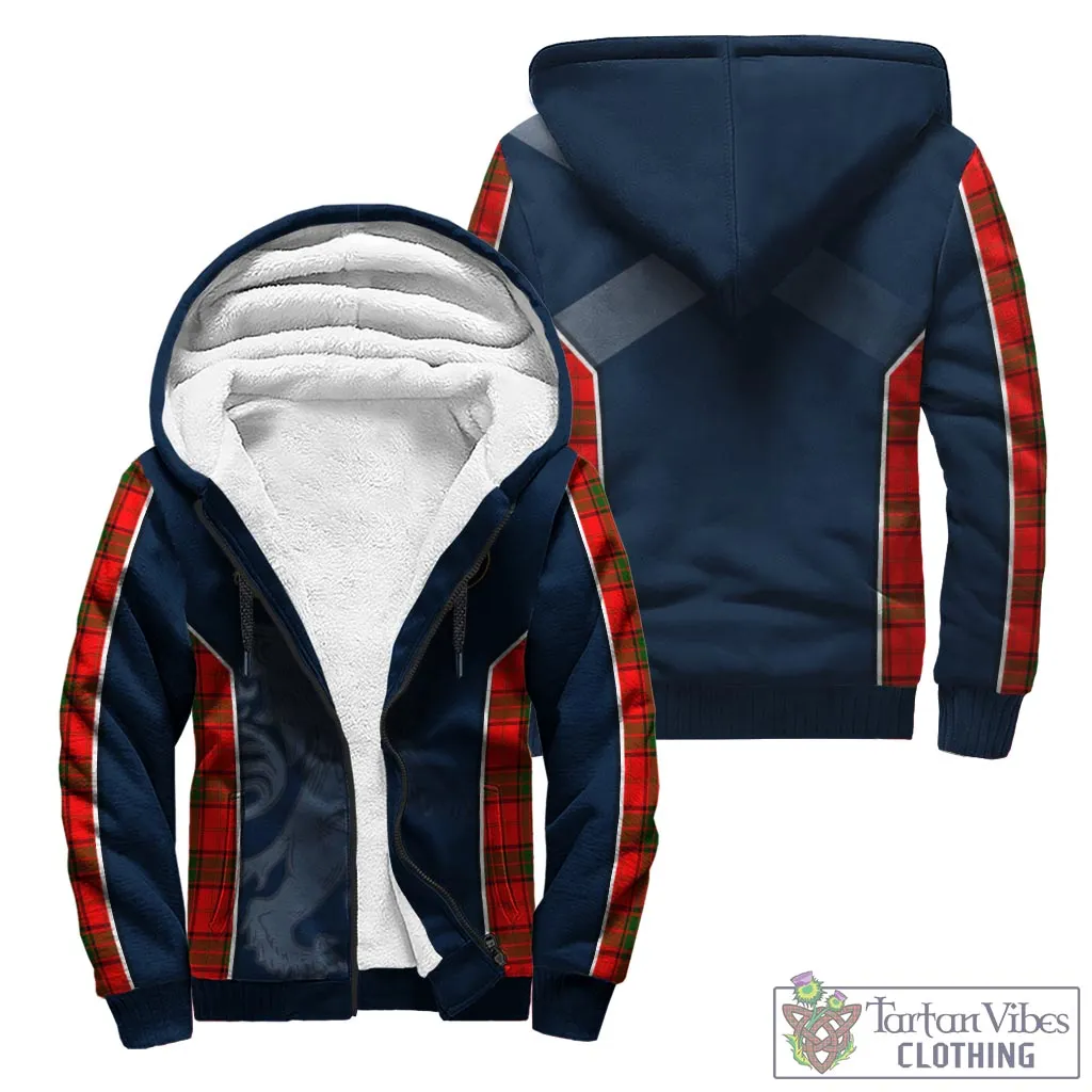 Adair Tartan Sherpa Hoodie with Family Crest and Lion Rampant Vibes Sport Style