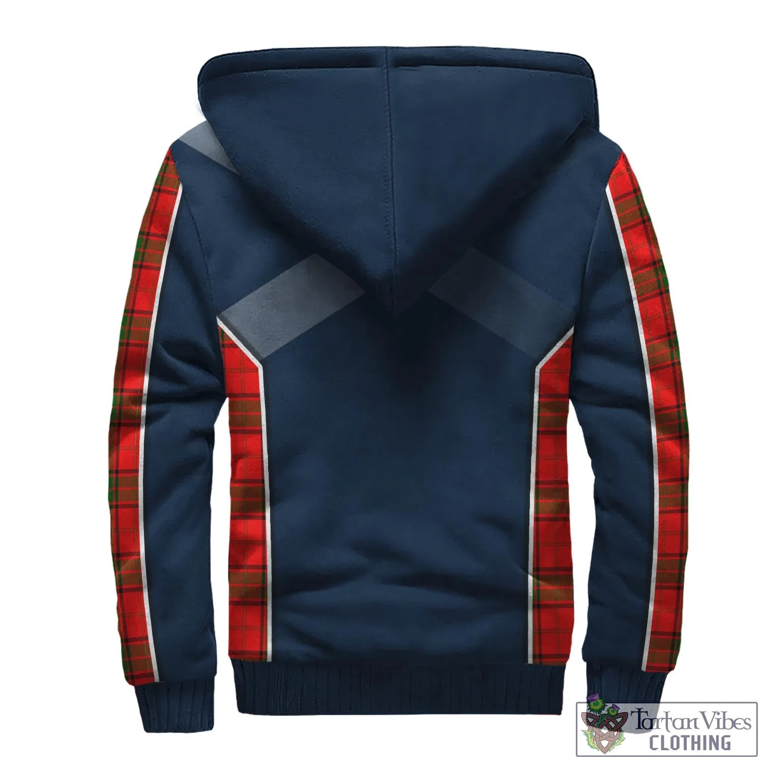 Adair Tartan Sherpa Hoodie with Family Crest and Lion Rampant Vibes Sport Style