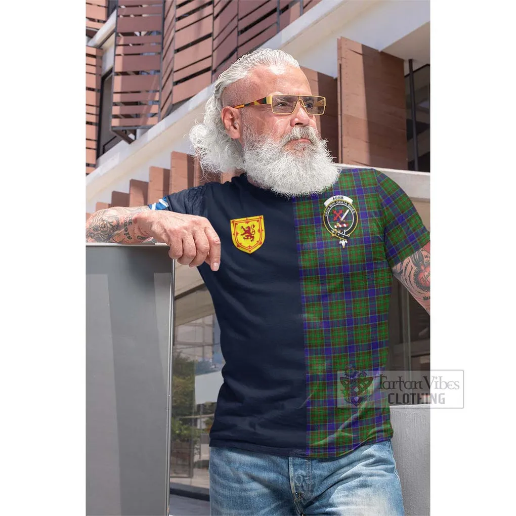 Adam Tartan Cotton T-shirt Alba with Scottish Lion Royal Arm Half Style