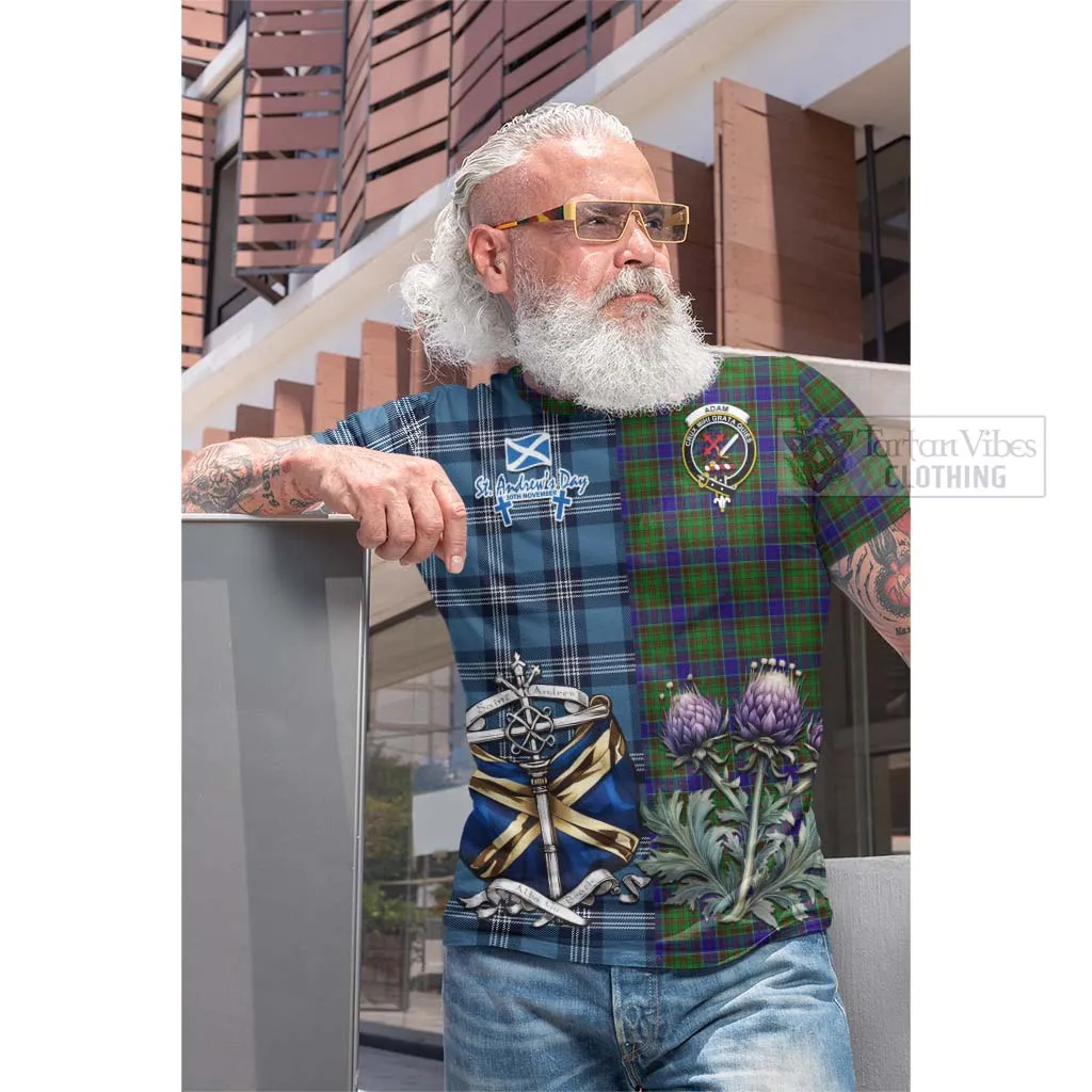 Adam Tartan Cotton T-shirt Happy St. Andrew's Day Half Tartan Style