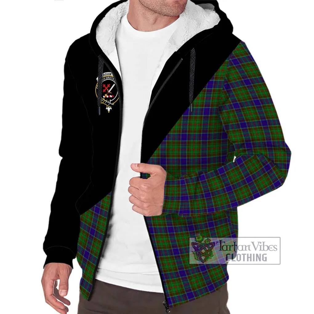 Adam Tartan Sherpa Hoodie with Family Crest and Military Logo Style