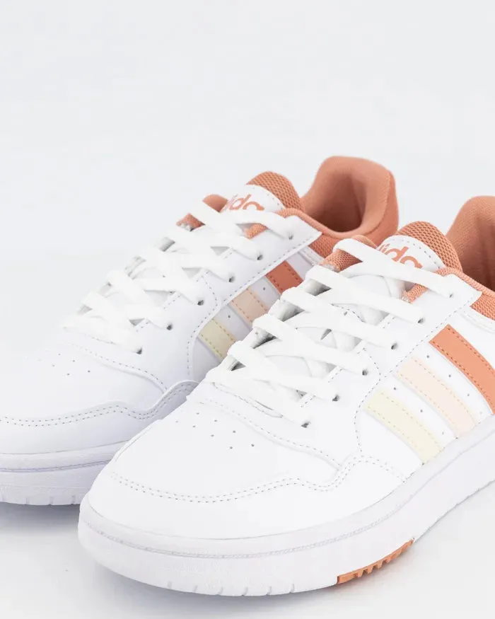 ADIDAS WOMENS HOOPS 3.0 - WHITE/WONDER CLAY/WONDER QUARTZ