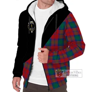 Affleck Tartan Sherpa Hoodie with Family Crest and Military Logo Style