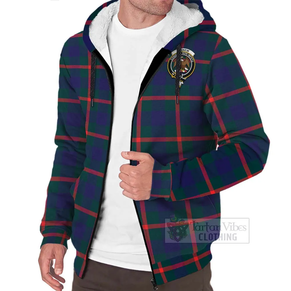 Agnew Tartan Sherpa Hoodie with Family Crest Celtic Skull Style