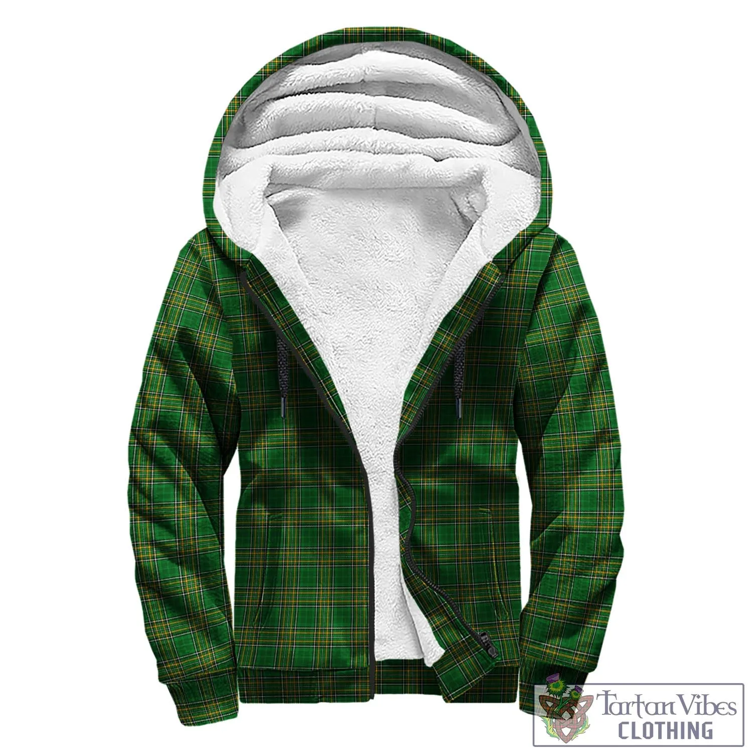 Aiken Irish Clan Tartan Sherpa Hoodie with Coat of Arms