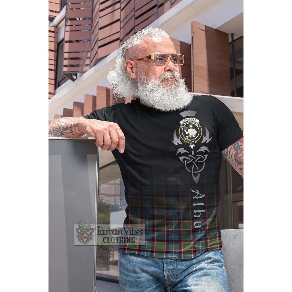 Aikenhead Tartan Cotton T-shirt Featuring Alba Gu Brath Family Crest Celtic Inspired