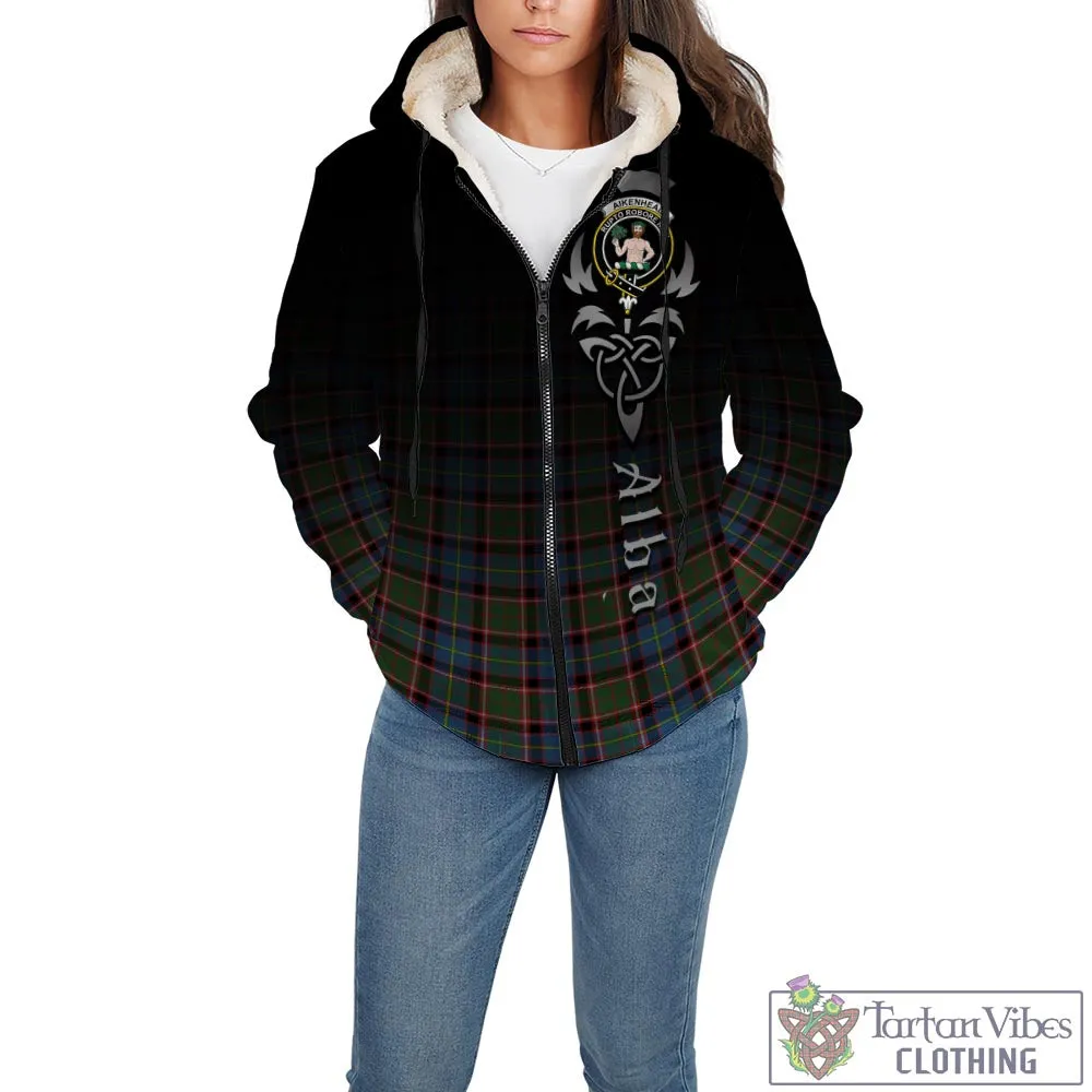 Aikenhead Tartan Sherpa Hoodie Featuring Alba Gu Brath Family Crest Celtic Inspired