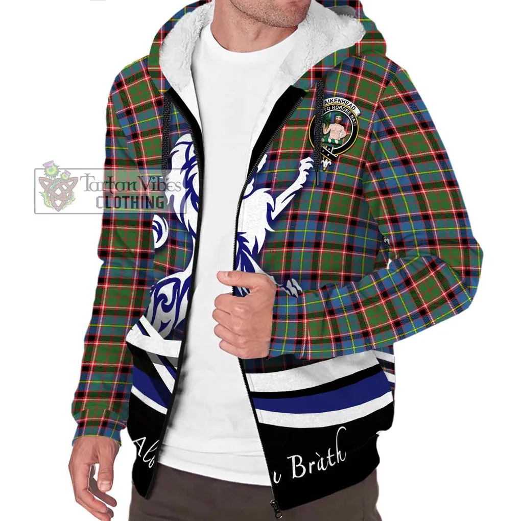 Aikenhead Tartan Sherpa Hoodie with Alba Gu Brath Regal Lion Emblem