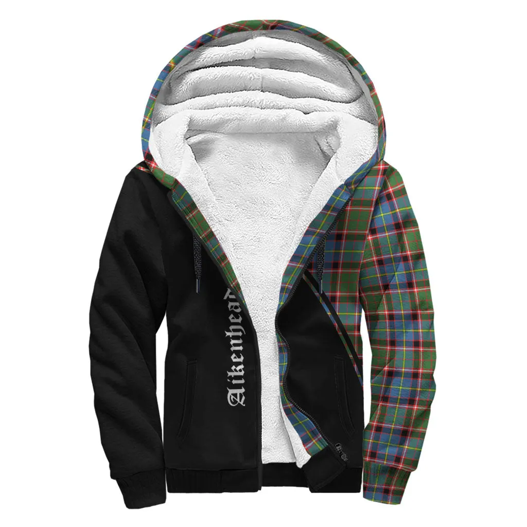 Aikenhead Tartan Sherpa Hoodie with Family Crest Curve Style