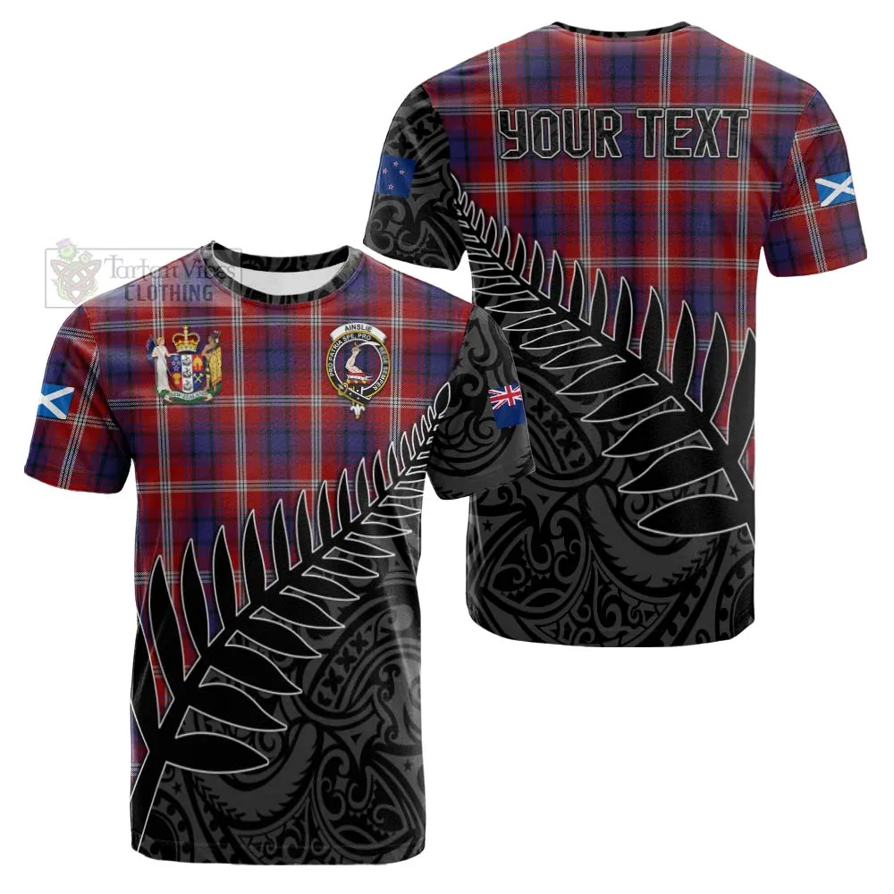 Ainslie Crest Tartan Cotton T-shirt with New Zealand Silver Fern Half Style