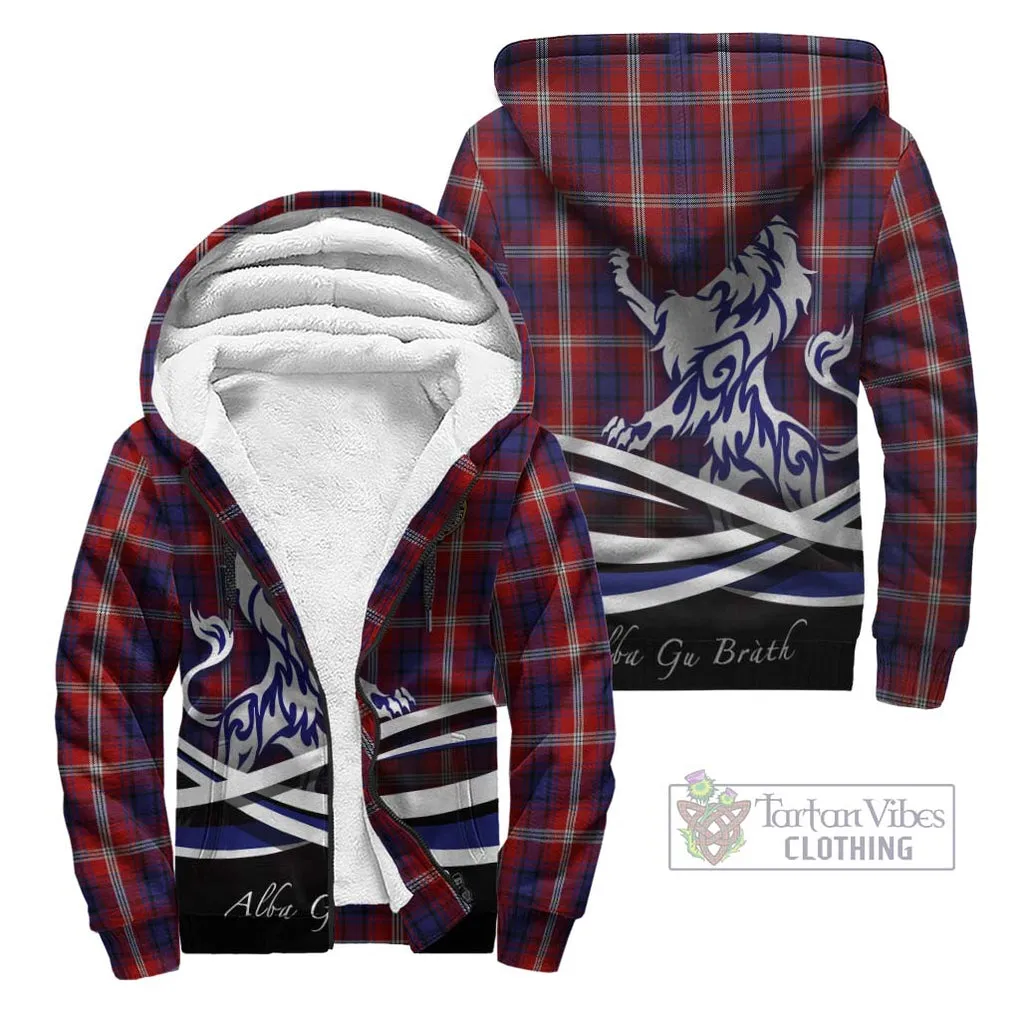 Ainslie Tartan Sherpa Hoodie with Alba Gu Brath Regal Lion Emblem