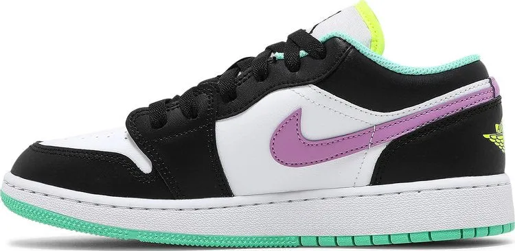 Air Jordan 1 Low GS White Violet Shock Sneakers, white