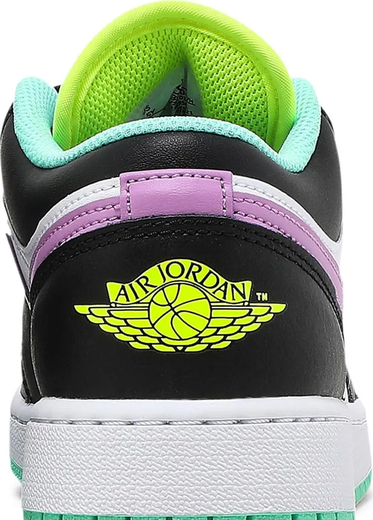 Air Jordan 1 Low GS White Violet Shock Sneakers, white