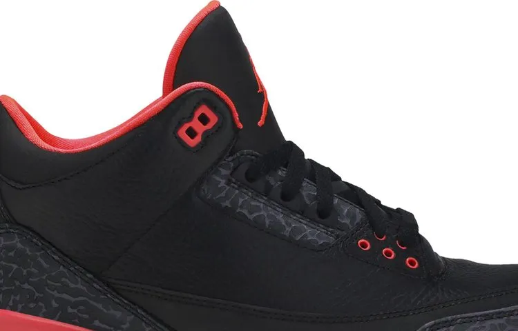 Air Jordan 3 Retro Crimson Sneakers, Black