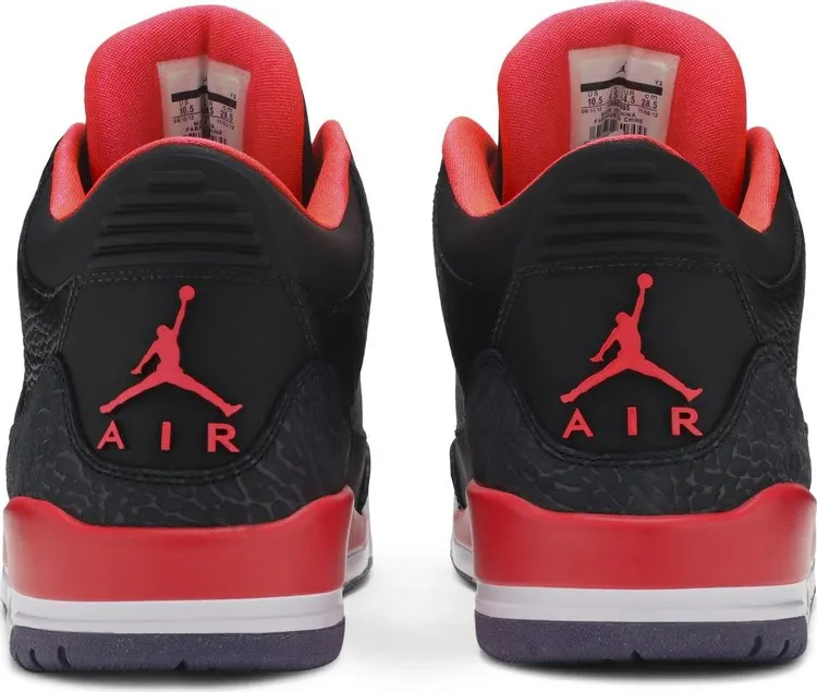 Air Jordan 3 Retro Crimson Sneakers, Black