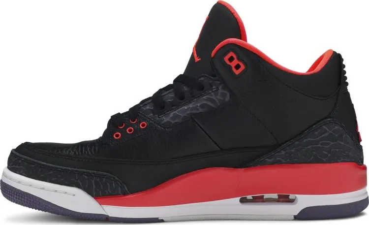 Air Jordan 3 Retro Crimson Sneakers, Black