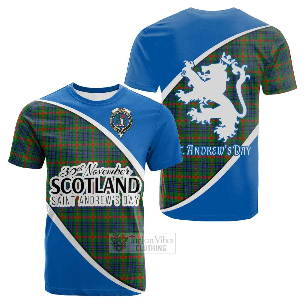 Aiton Family Crest Tartan Cotton T-shirt Celebrate Saint Andrew's Day in Style