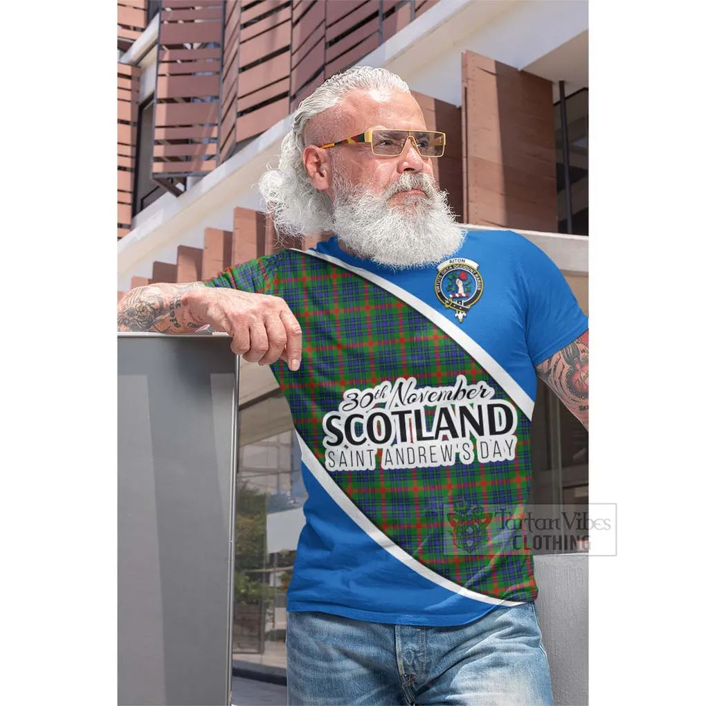 Aiton Family Crest Tartan Cotton T-shirt Celebrate Saint Andrew's Day in Style