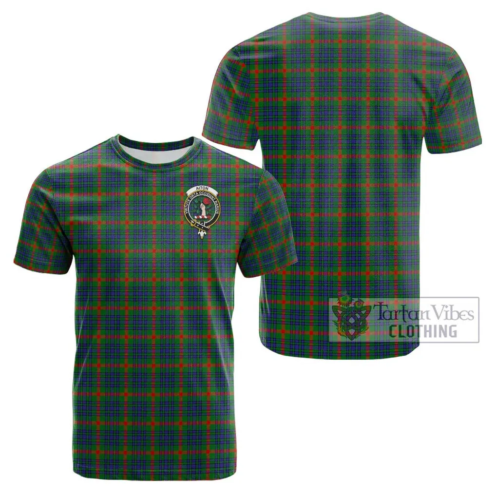 Aiton Tartan Cotton T-Shirt with Family Crest