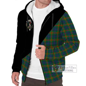 Aiton Tartan Sherpa Hoodie with Family Crest and Military Logo Style