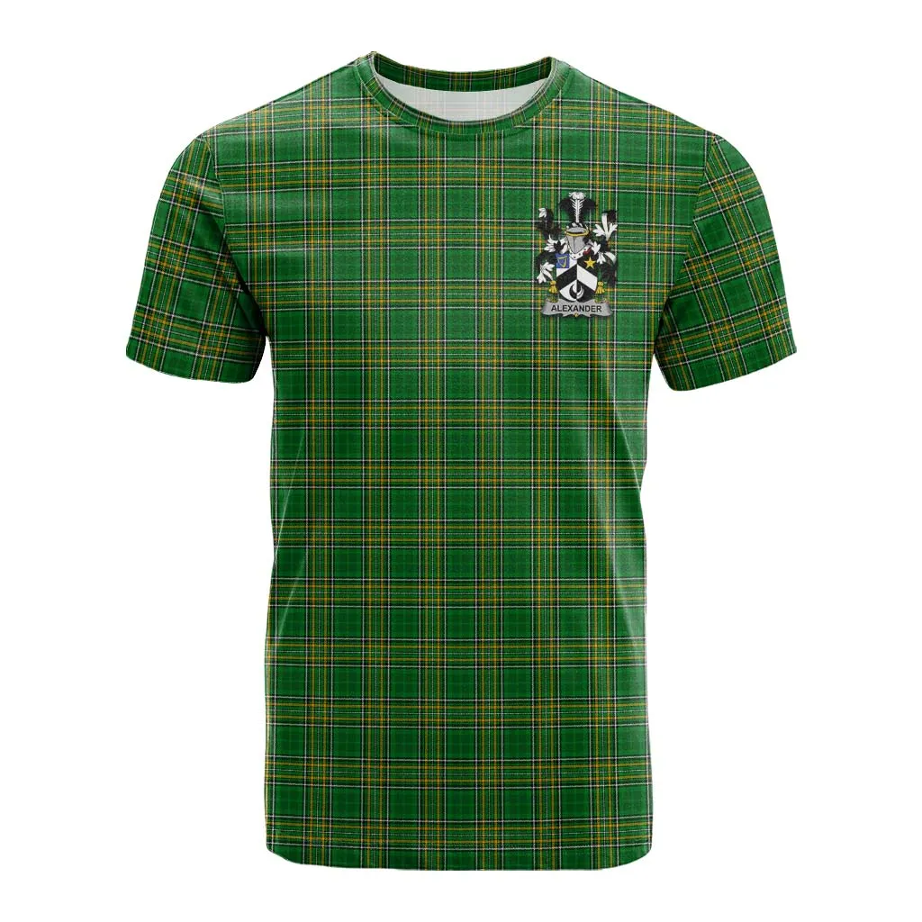 Alexander Irish Clan Tartan Cotton T-shirt with Coat of Arms