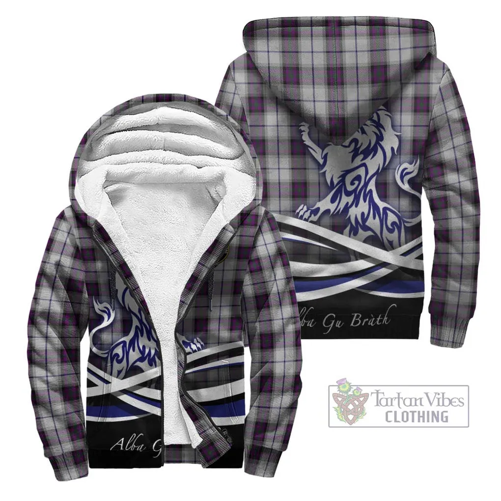 Alexander of Menstry Dress Tartan Sherpa Hoodie with Alba Gu Brath Regal Lion Emblem