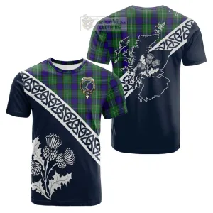 Alexander Tartan Cotton T-shirt Featuring Thistle and Scotland Map