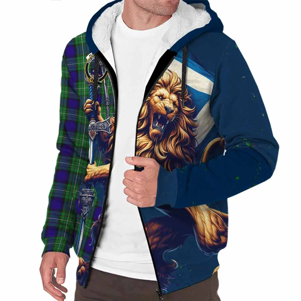 Alexander Tartan Family Crest Sherpa Hoodie with Scottish Majestic Lion