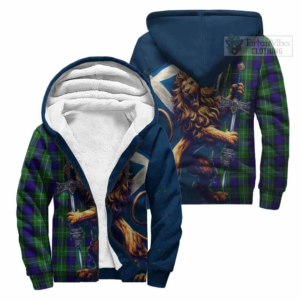 Alexander Tartan Family Crest Sherpa Hoodie with Scottish Majestic Lion