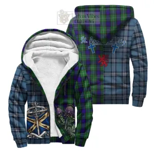 Alexander Tartan Sherpa Hoodie Happy St. Andrew's Day Half Tartan Style