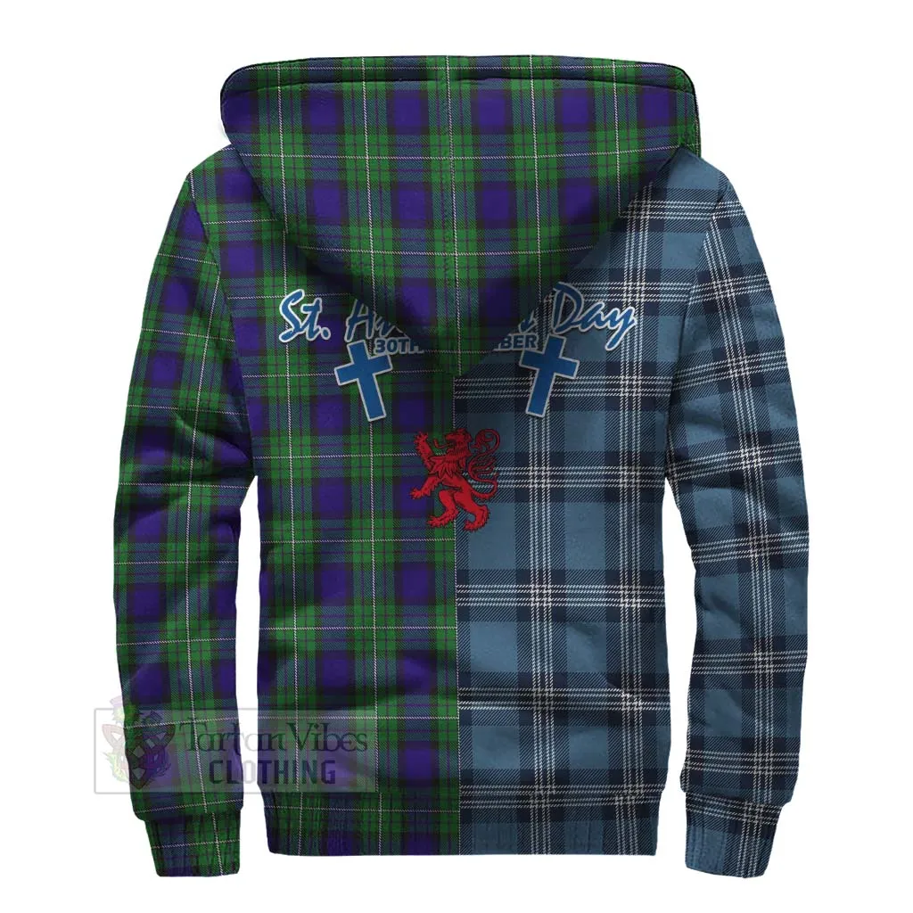 Alexander Tartan Sherpa Hoodie Happy St. Andrew's Day Half Tartan Style