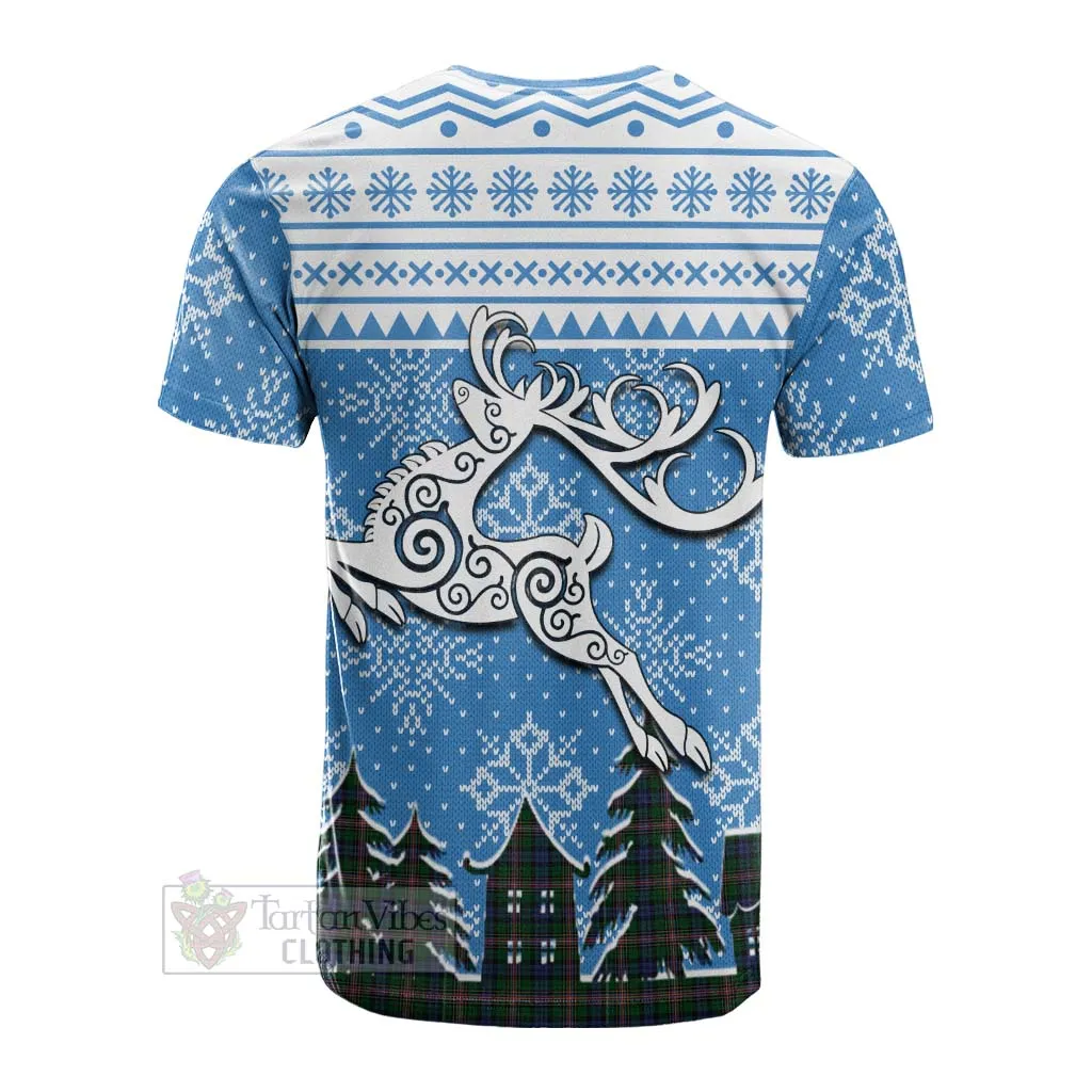 Allison Clan Christmas Cotton T-shirt Celtic Reindeer Style