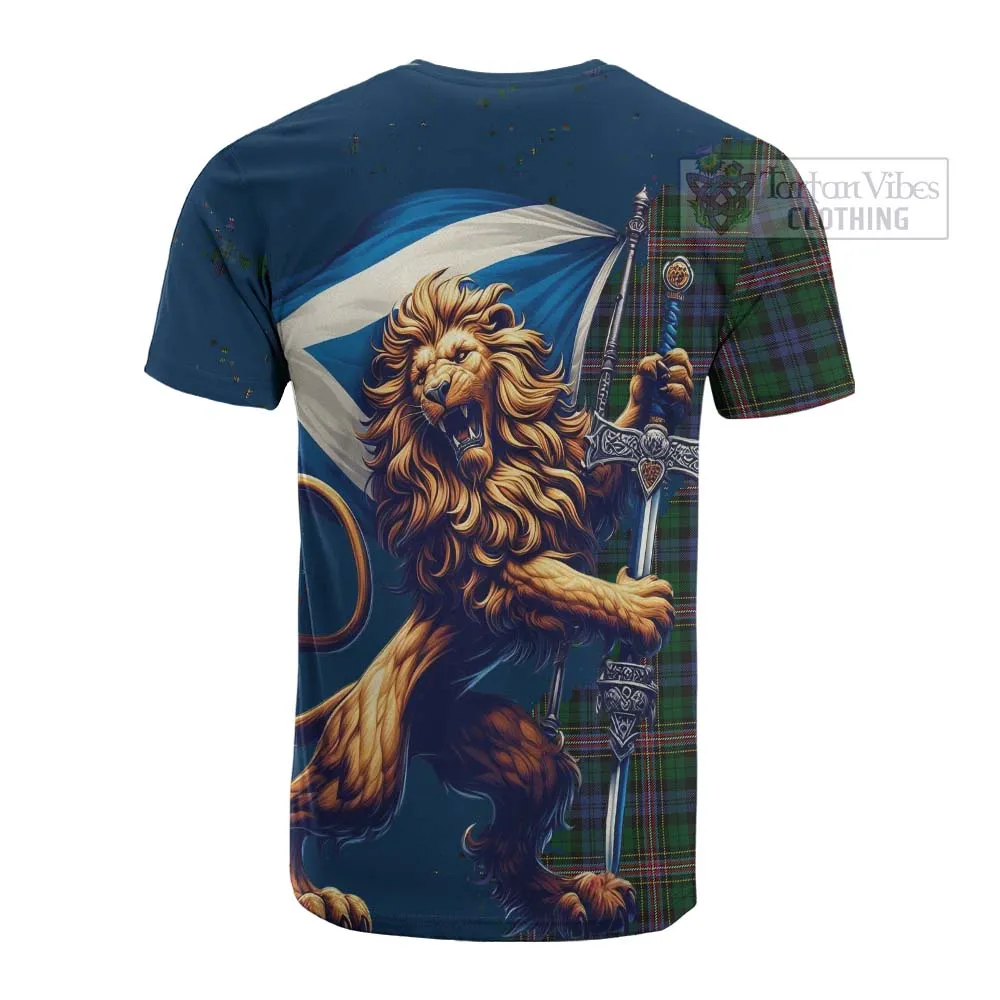 Allison Tartan Family Crest Cotton T-shirt with Scottish Majestic Lion