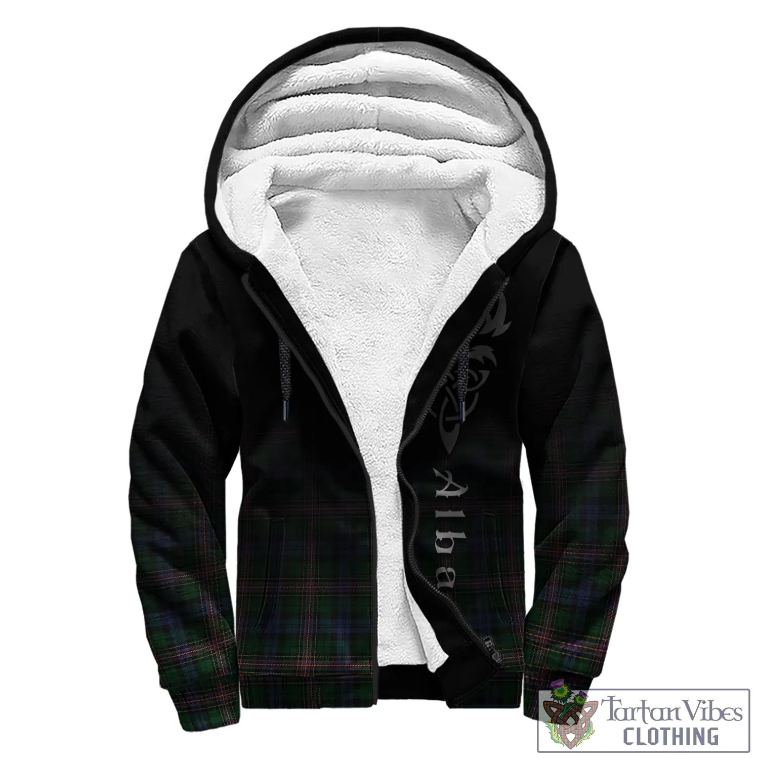 Allison Tartan Sherpa Hoodie Featuring Alba Gu Brath Family Crest Celtic Inspired