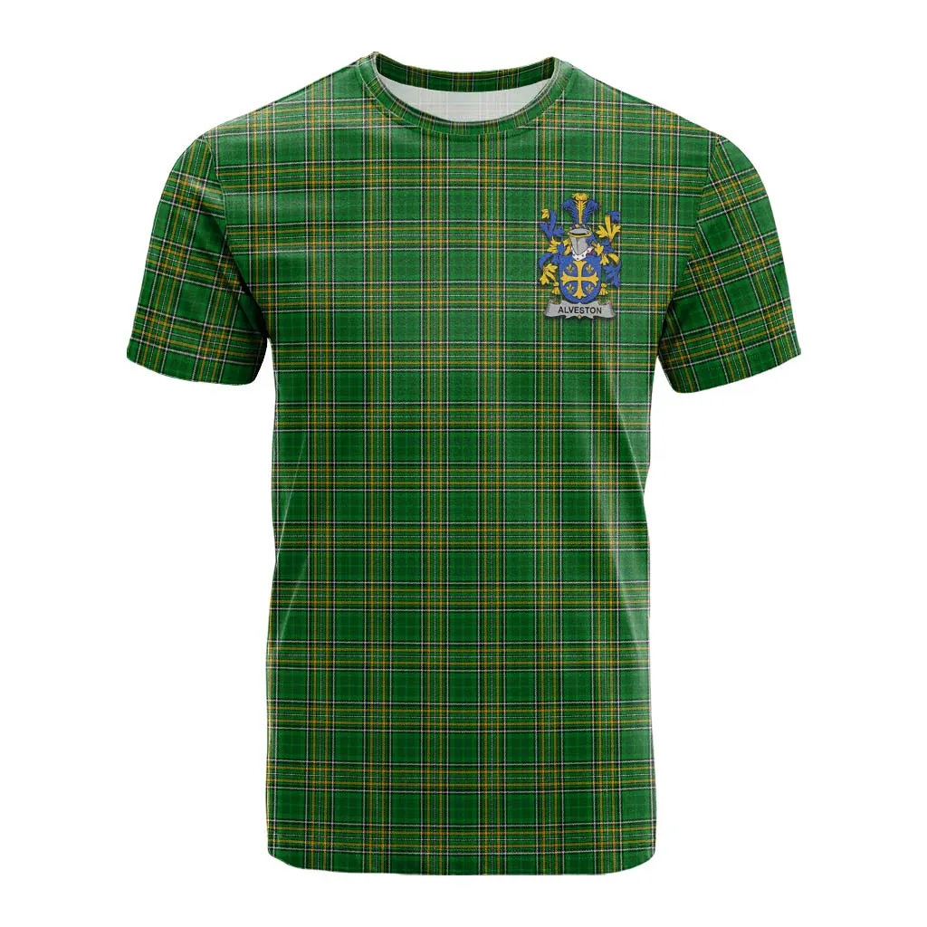 Alveston Irish Clan Tartan Cotton T-shirt with Coat of Arms