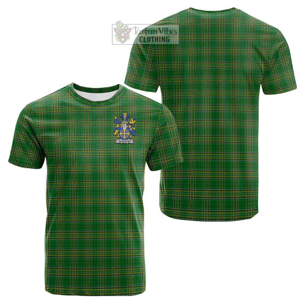 Alveston Irish Clan Tartan Cotton T-shirt with Coat of Arms