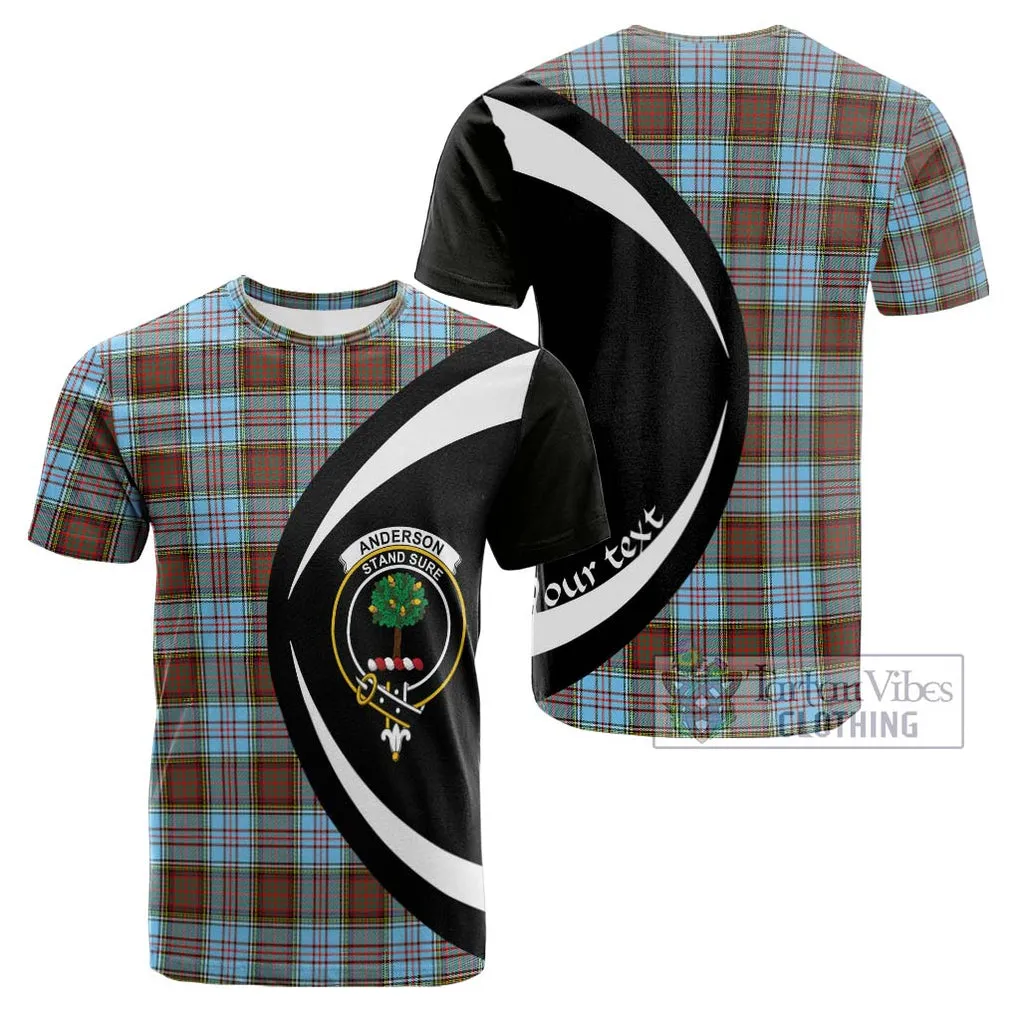 Anderson Ancient Tartan Cotton T-shirt with Family Crest Circle Style