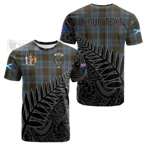 Anderson Crest Tartan Cotton T-shirt with New Zealand Silver Fern Half Style