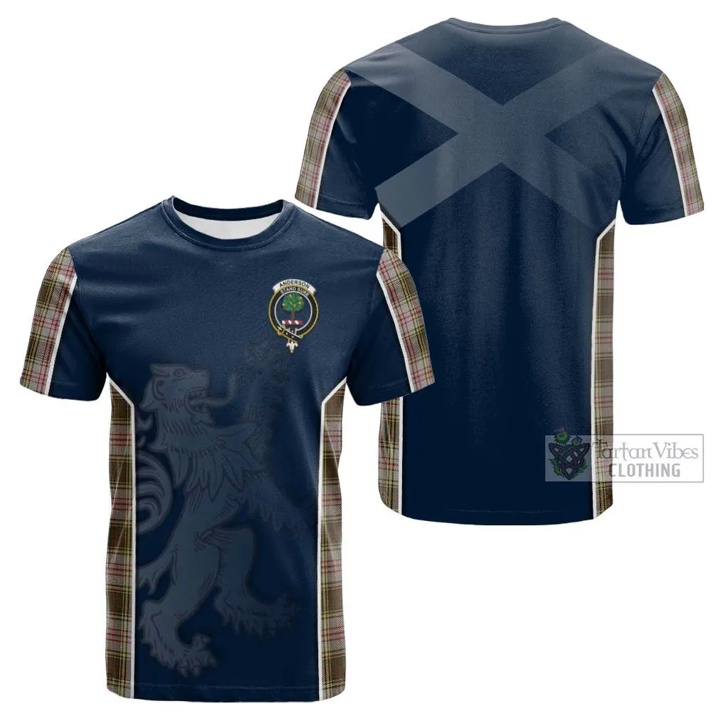 Anderson Dress Tartan Cotton T-shirt with Family Crest and Lion Rampant Vibes Sport Style