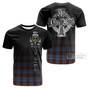 Anderson Modern Tartan Cotton T-shirt Featuring Alba Gu Brath Family Crest Celtic Inspired