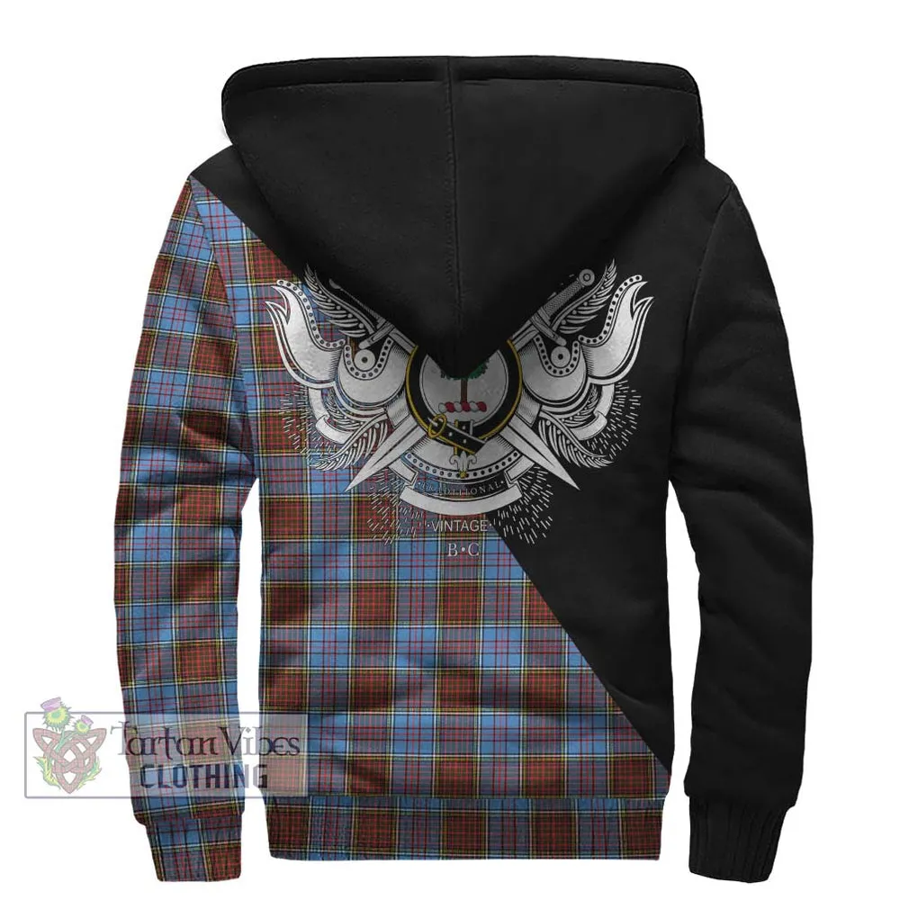 Anderson Modern Tartan Sherpa Hoodie with Family Crest and Military Logo Style