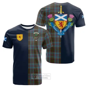 Anderson Tartan Cotton T-shirt Alba with Scottish Lion Royal Arm Half Style