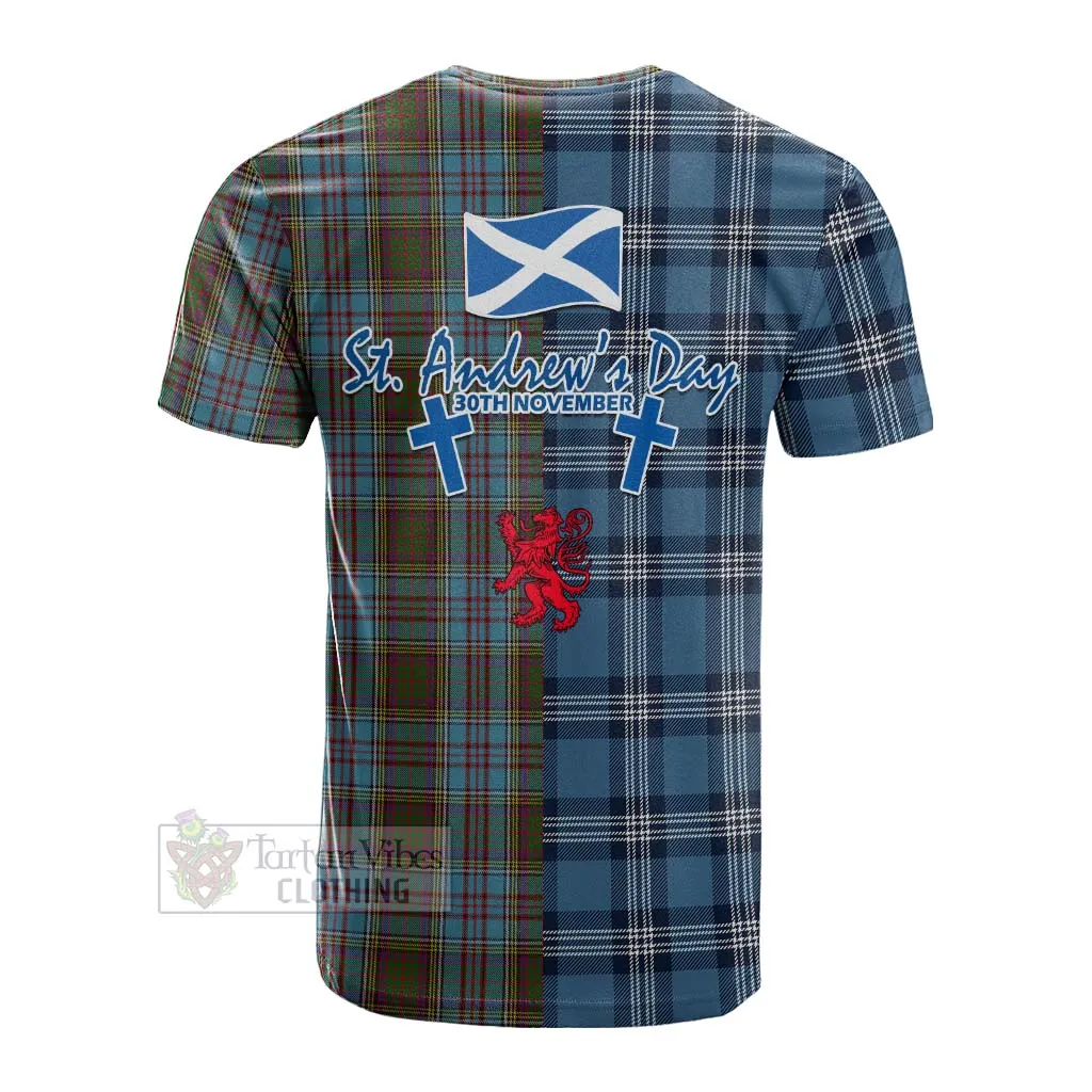 Anderson Tartan Cotton T-shirt Happy St. Andrew's Day Half Tartan Style