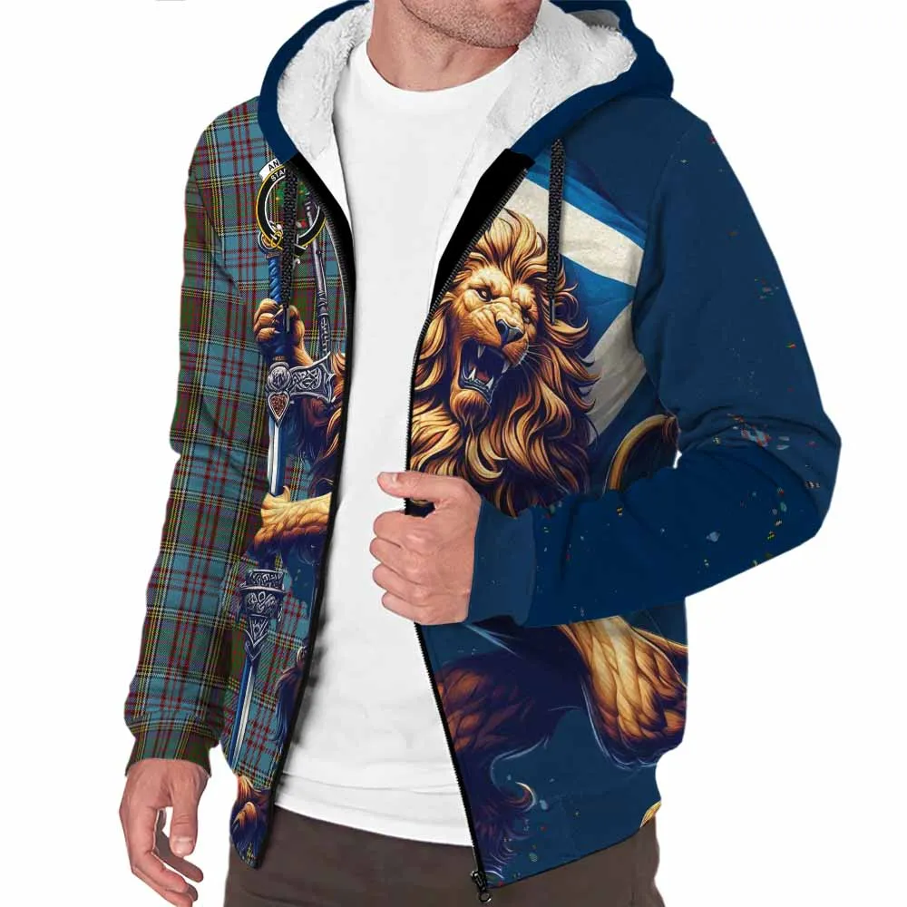 Anderson Tartan Family Crest Sherpa Hoodie with Scottish Majestic Lion